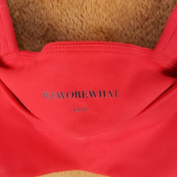 WEWOREWHAT Womens Sports Bra XS Red Pullover Wide Strap Light Support Crop Top - Picture 3 of 9